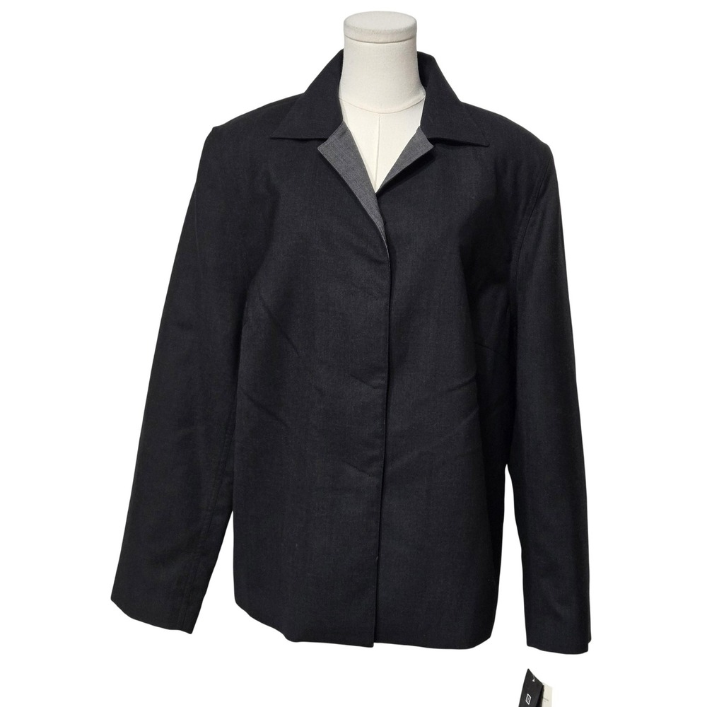 Valerie Stevens II Blazer Womens 18W Charcoal Wool Blend Technocrat Jacket Work